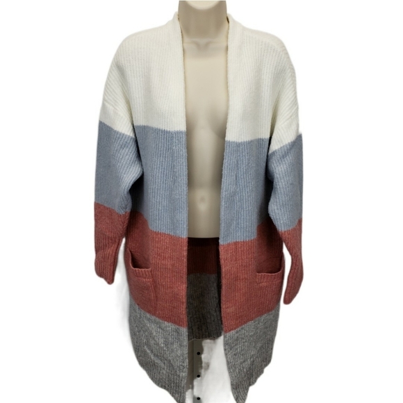 Ella Moss Kimberly Colorblock Duster Cardigan size small - Picture 2 of 13